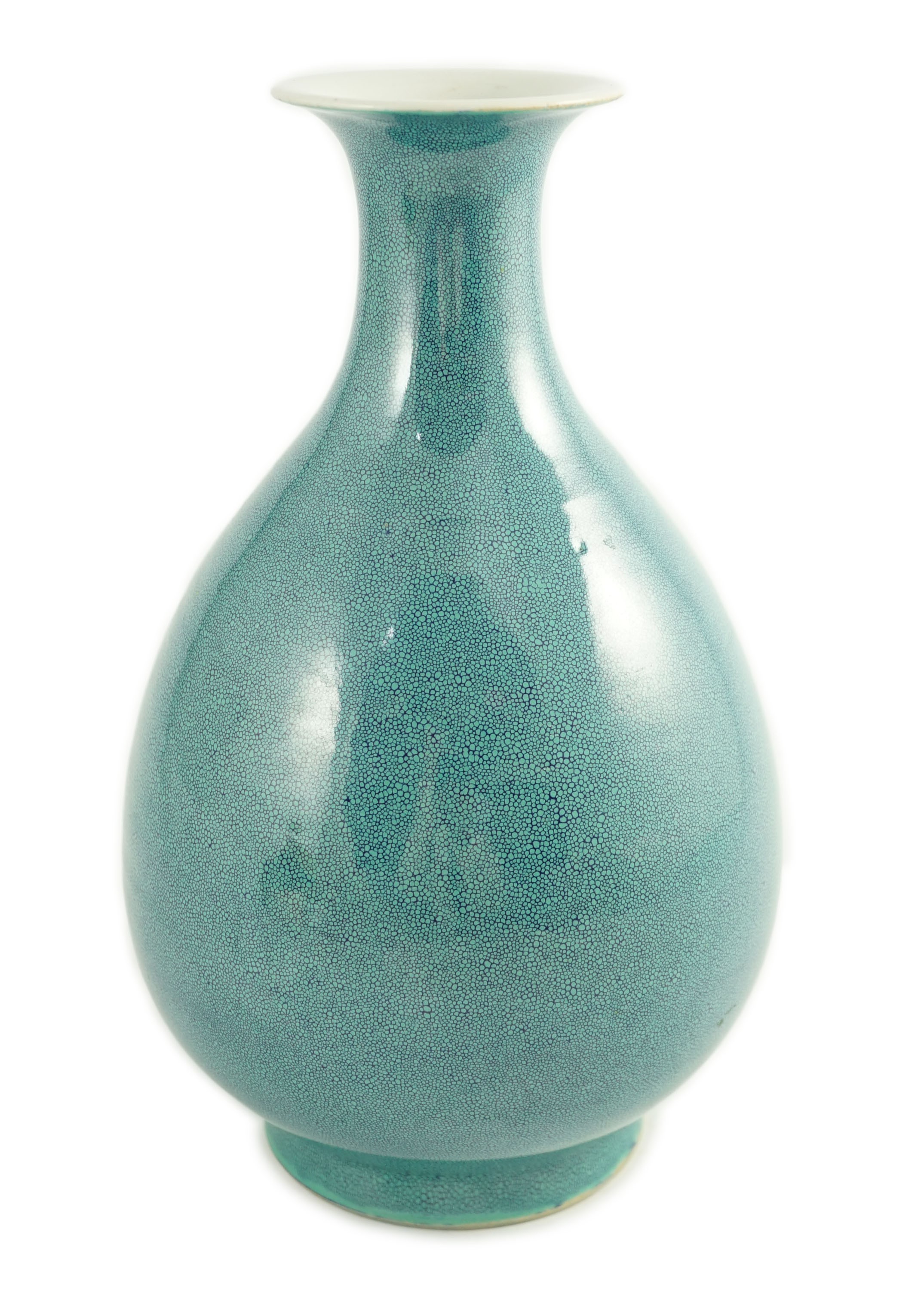 A Chinese robin’s egg glazed pear shaped vase, yuhuchunping, Guangxu mark, 28.5cm high